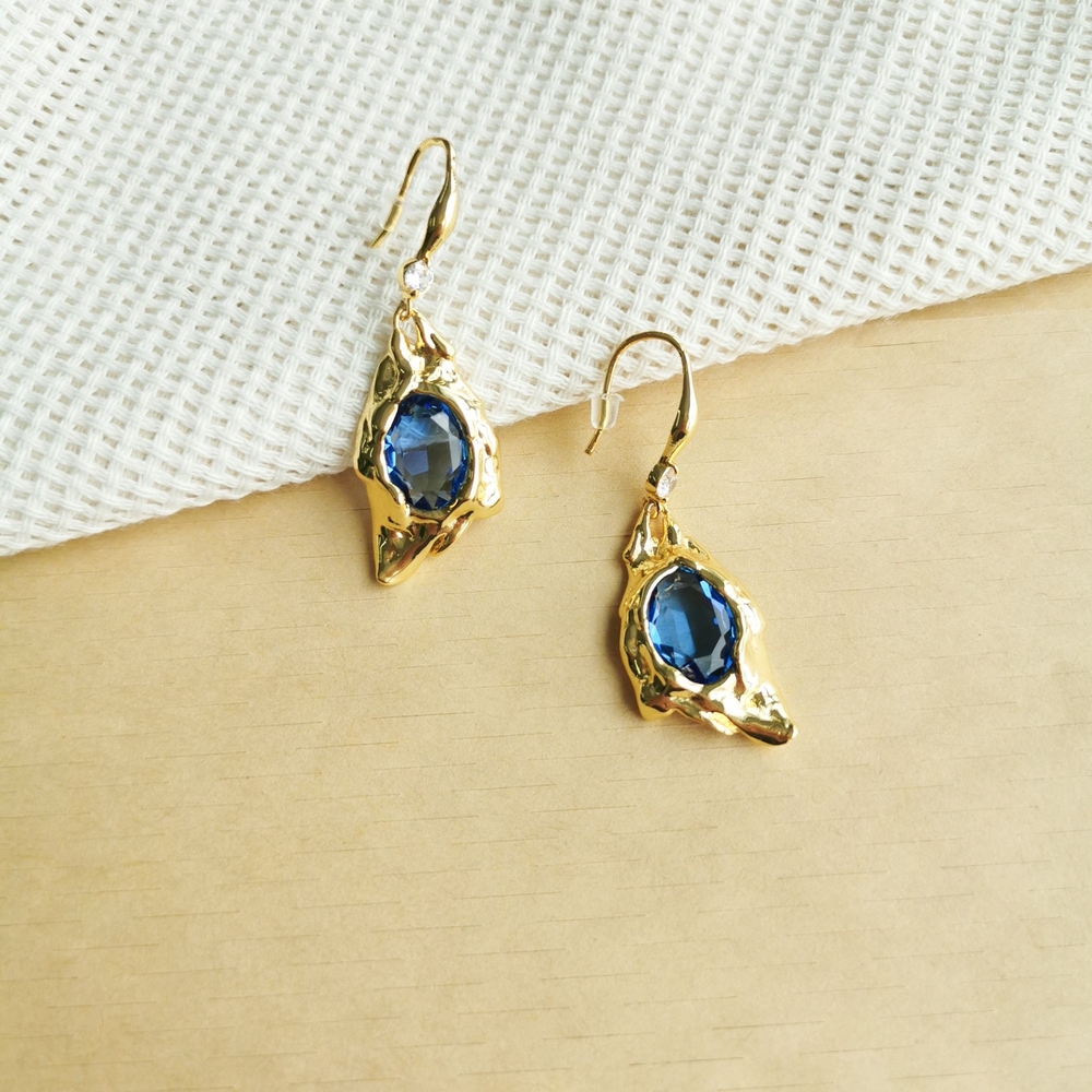 Alexis Bittar | Brut | Sodalite & Quartz Gold Doublet Drop Earrings